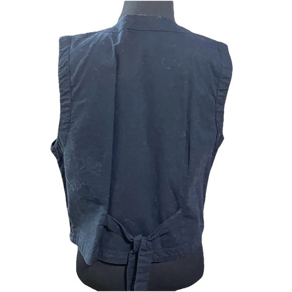 VTG Erika Co Floral Embroidered Vest M Tie Back & Buttons Cottage Core Granny - Picture 4 of 6